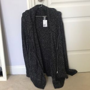 H&M Gray Asymmetric Zip Cardigan (Small)